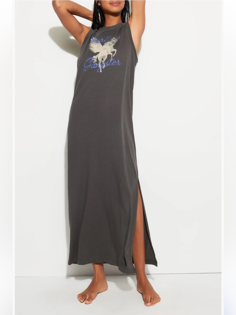 Spiritual Gangster Pegasus Mulholland Sleeveless Cotton Jersey Maxi Dress